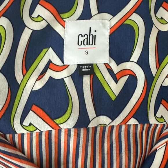 CAbi 5370 Amour Hola Collection Blue Interlocking Hearts Shirt Dress Sz S - Picture 6 of 11